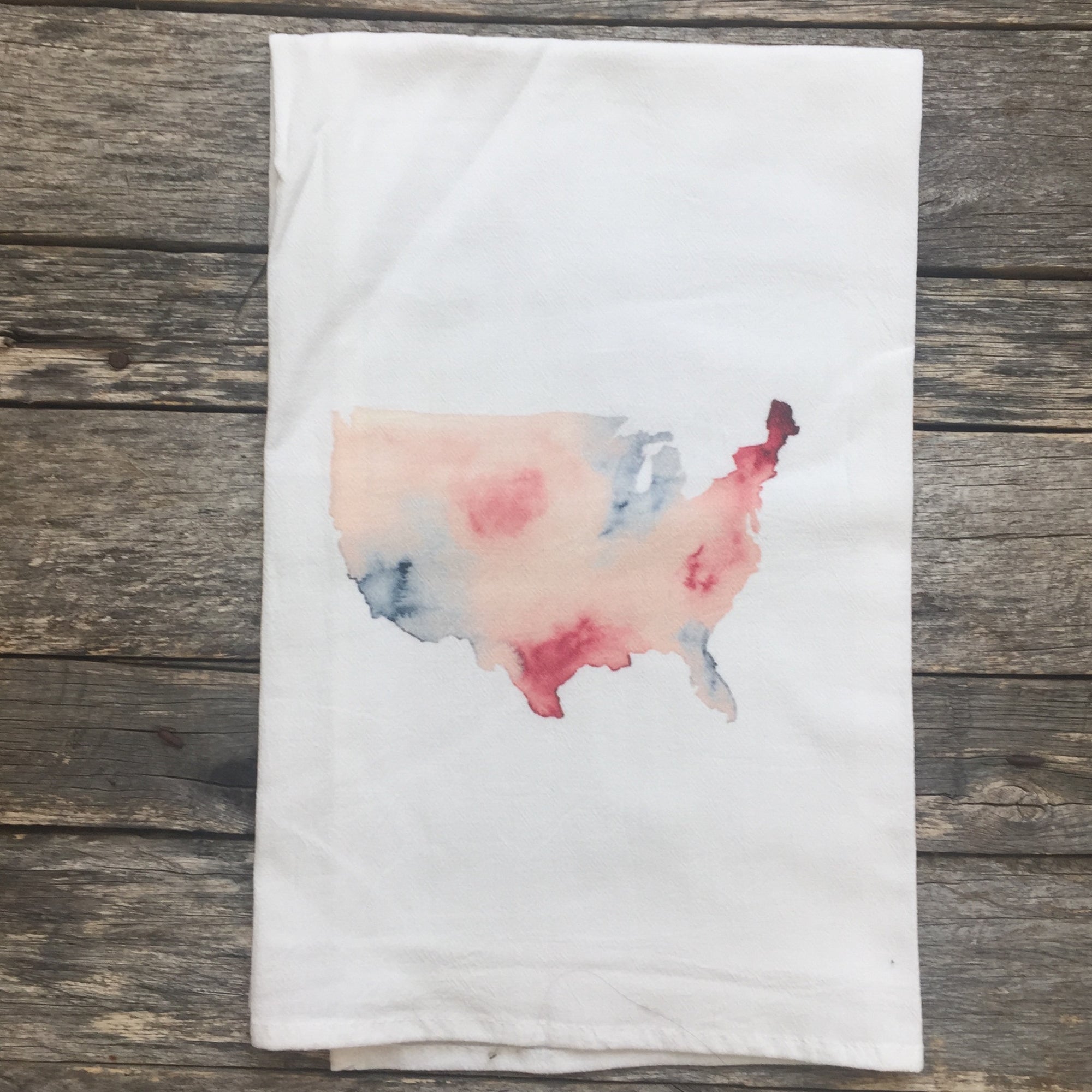 Watercolor USA Tea Towel - Linen and Ivory