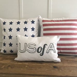 US of A Pillow Cover (Charcoal) - Linen and Ivory