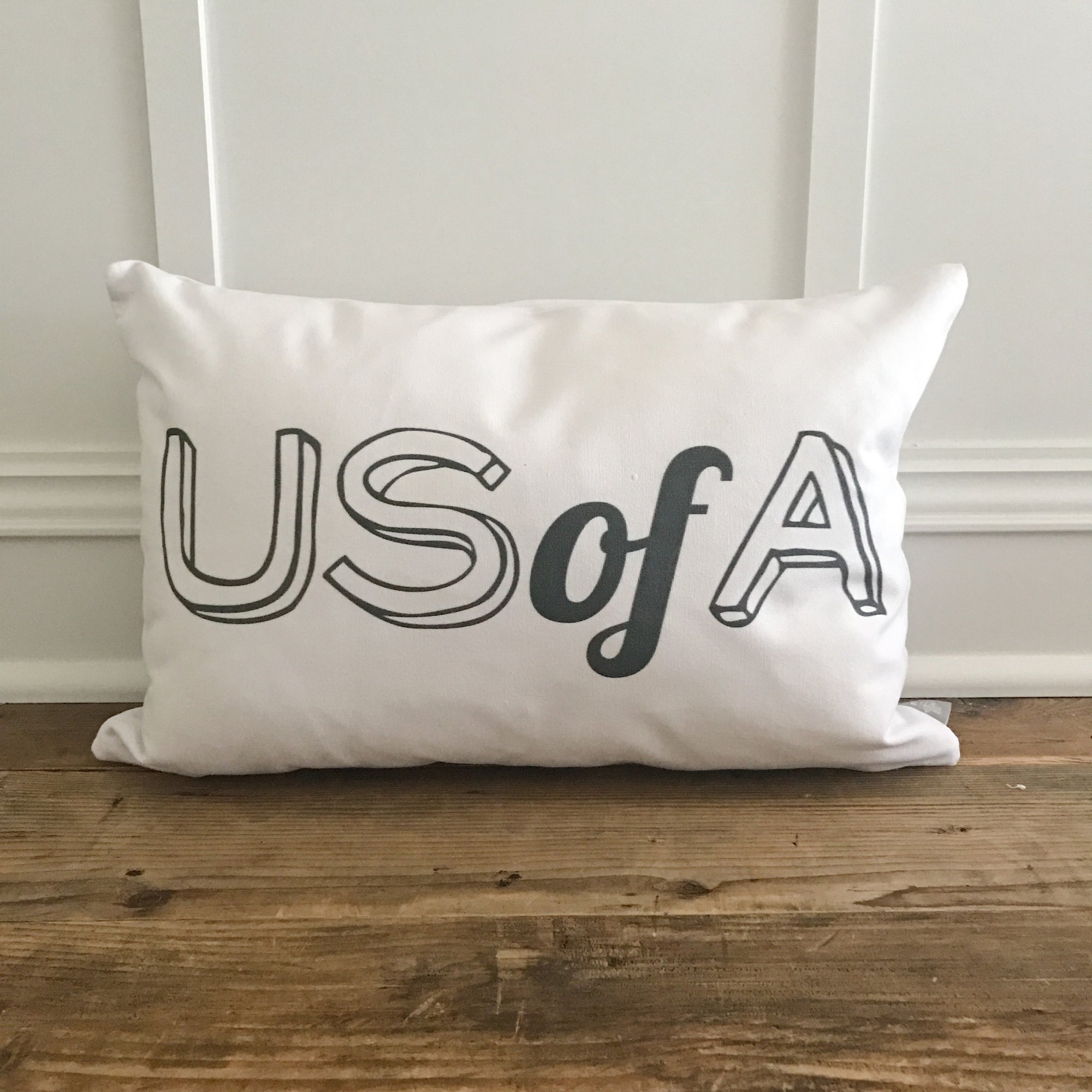 US of A Pillow Cover (Charcoal) - Linen and Ivory